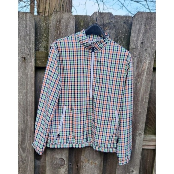 Liz Golf Lizgolf By Liz Claiborne Plaid Spring Quarter Zip Jacket Size Large - Picture 1 of 11